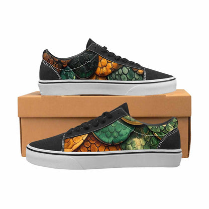 MEN'S Snake Skin Reptile Canvas Lace-Up Neon Fantasy Custom Shoes