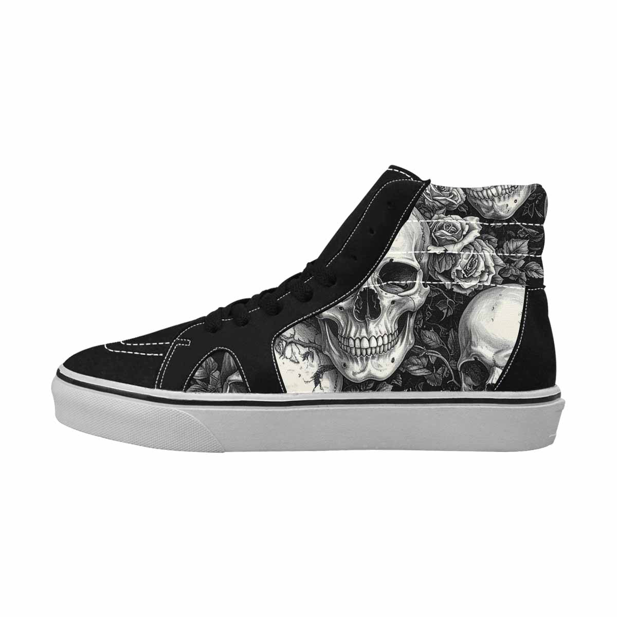 WOMEN'S Skulls Roses Pen Ink High Top Canvas Vivid Shoes