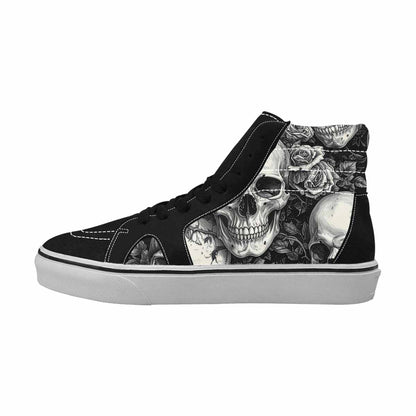 WOMEN'S Skulls Roses Pen Ink High Top Canvas Vivid Shoes