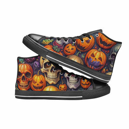 WOMEN'S Skulls - Halloween High Top Canvas Vibrant Chaos Sneakers