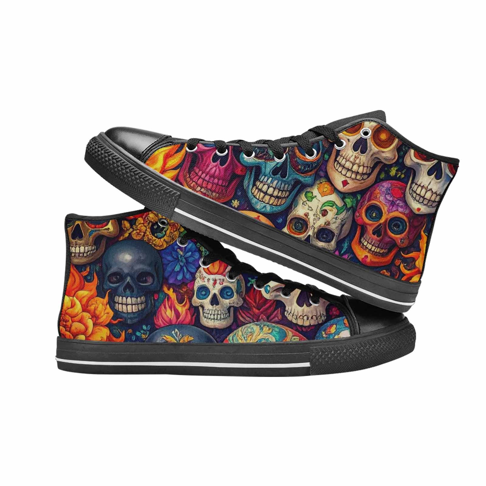 MEN'S Skull High Top Canvas Cottagecore Sneakers