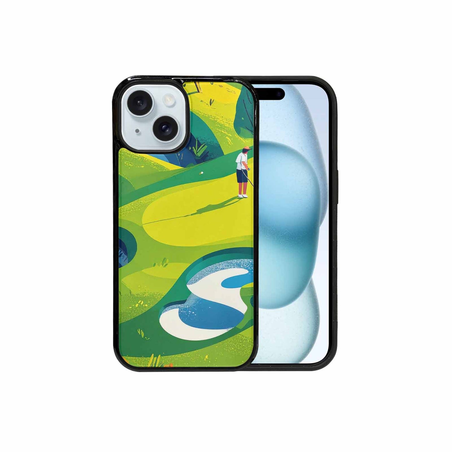 iPhone 15 Case — Golf Cartoon Art Pattern, Personalized Phone Case