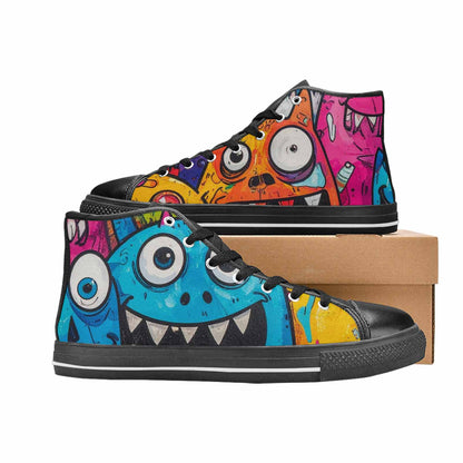 MEN'S Goofy Cartoon Monster High Top Canvas Wallpaper Art Custom Sneakers