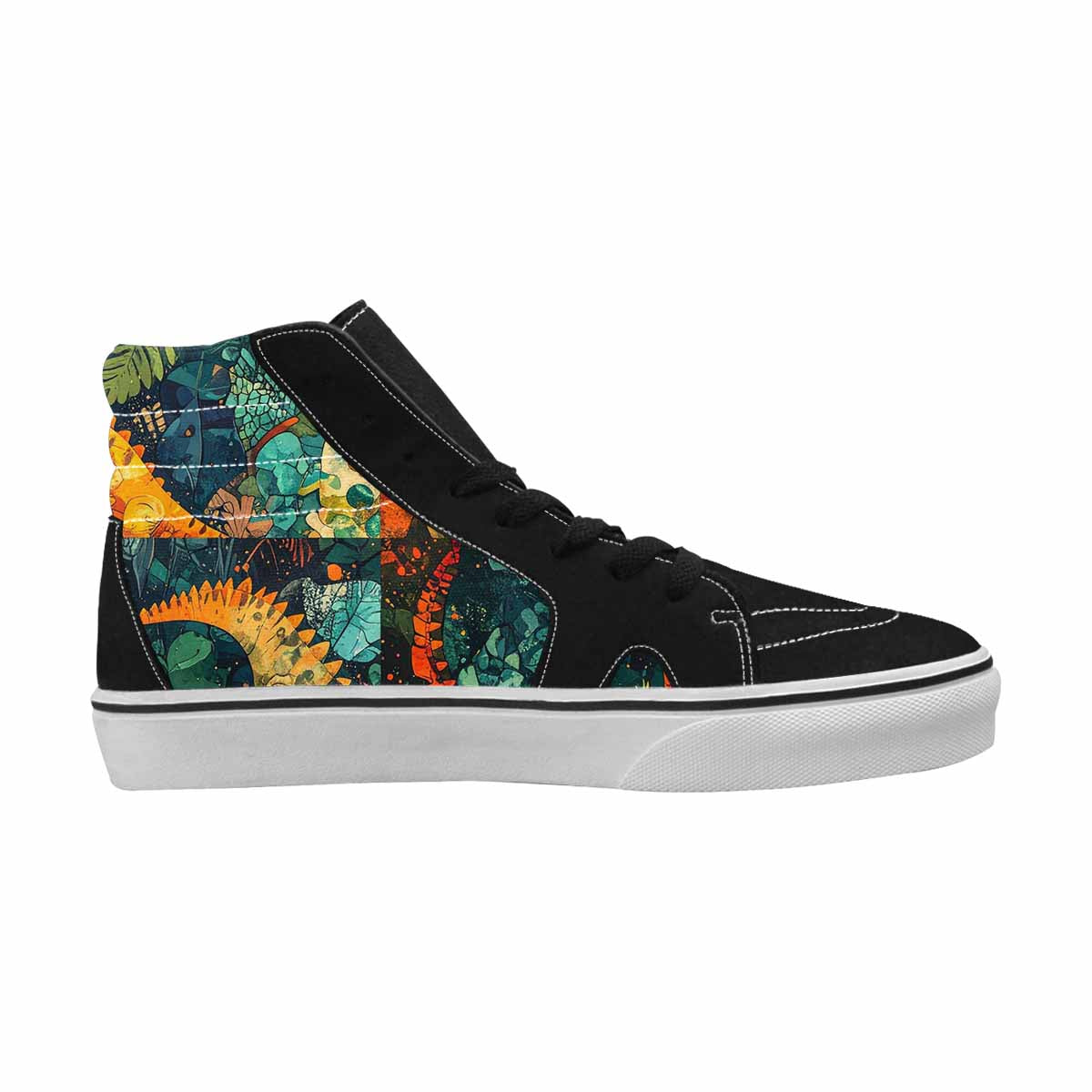 WOMEN'S Dinosaur Silhouette High Top Canvas Neon Fantasy Shoes