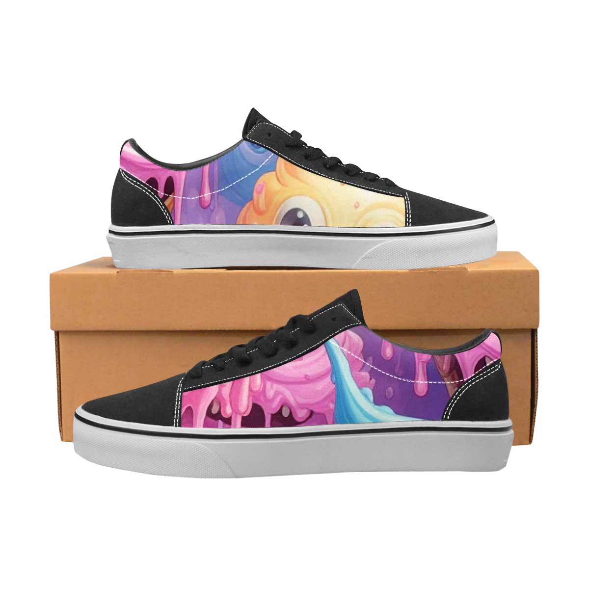 MEN'S Melting Icecream Cone Monster Canvas Lace-Up Aesthetic Custom Sneakers