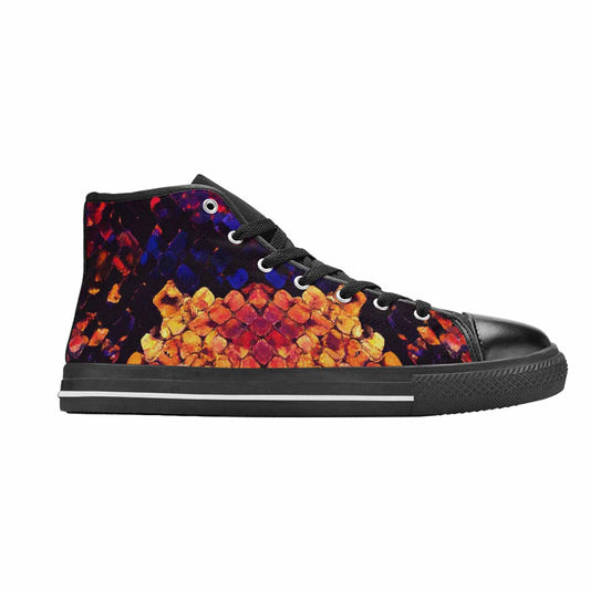 WOMEN'S Dark Snake Print High Top Canvas Y2K Sneakers