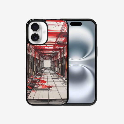iPhone 16 Case — Liminal Space Fragment Black Red Ink, Custom Phone Case