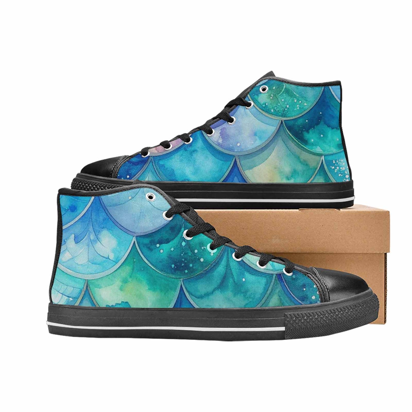 WOMEN'S Mermaid Scale High Top Canvas Aesthetic Custom Shoes