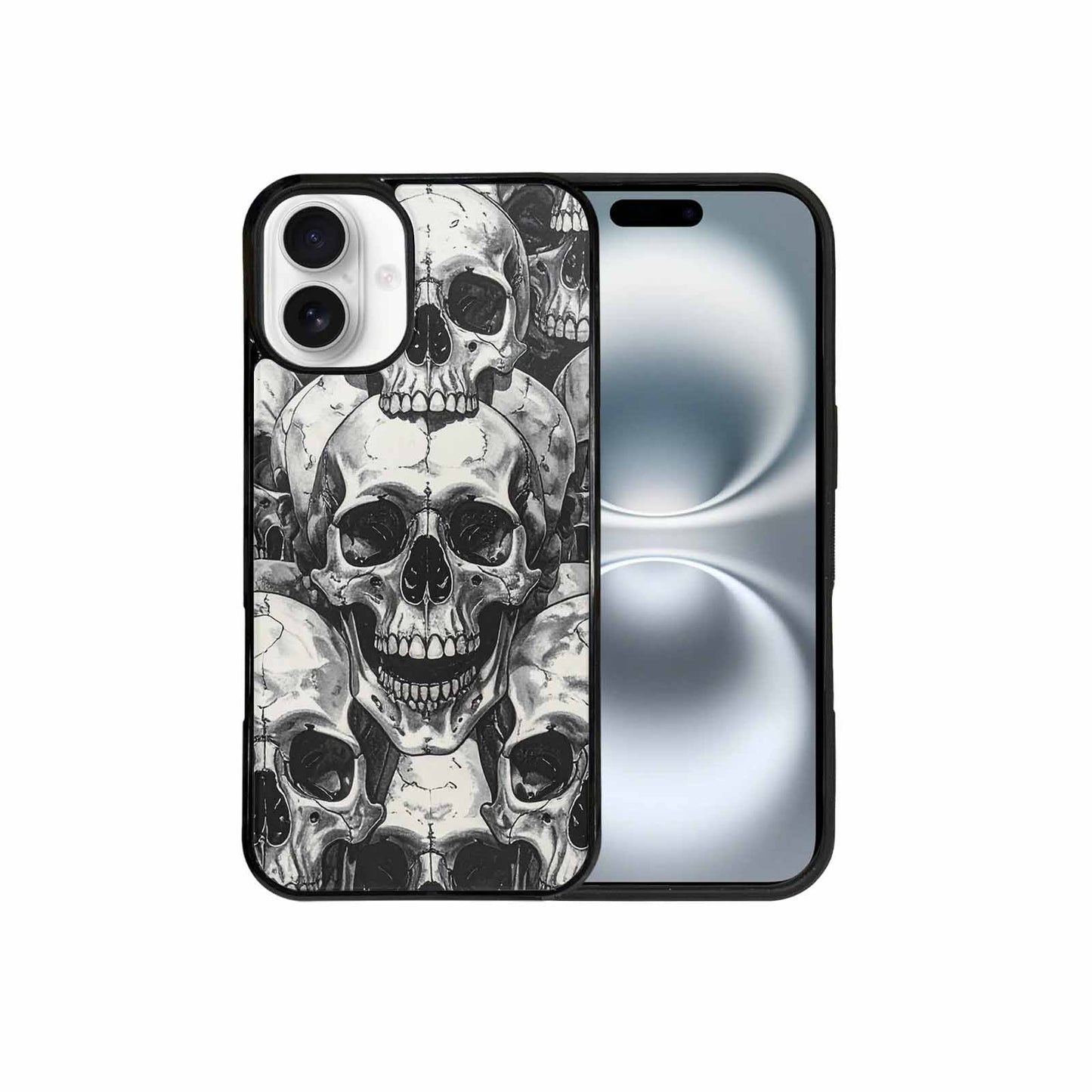 iPhone 16 Plus Case — Tessellated Human Skulls Custom, Unique Phone Case Design