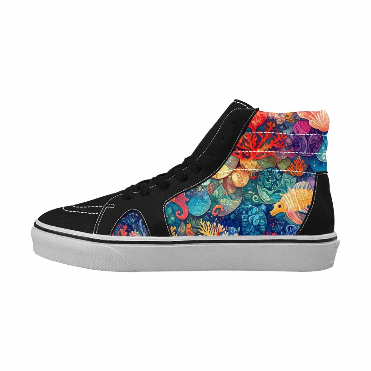 WOMEN'S Fish Scale Coral High Top Canvas Dark Academia Custom Shoes