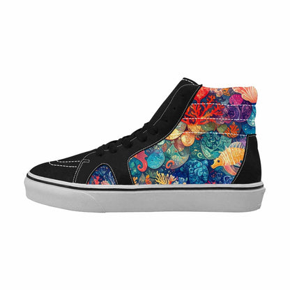 WOMEN'S Fish Scale Coral High Top Canvas Dark Academia Custom Shoes