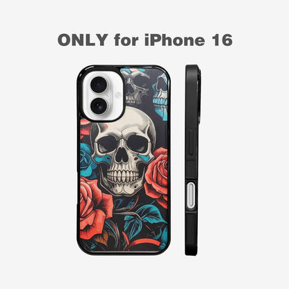 iPhone 16 Case — Skulls Roses Biker Tattoo, Customized Protective Case