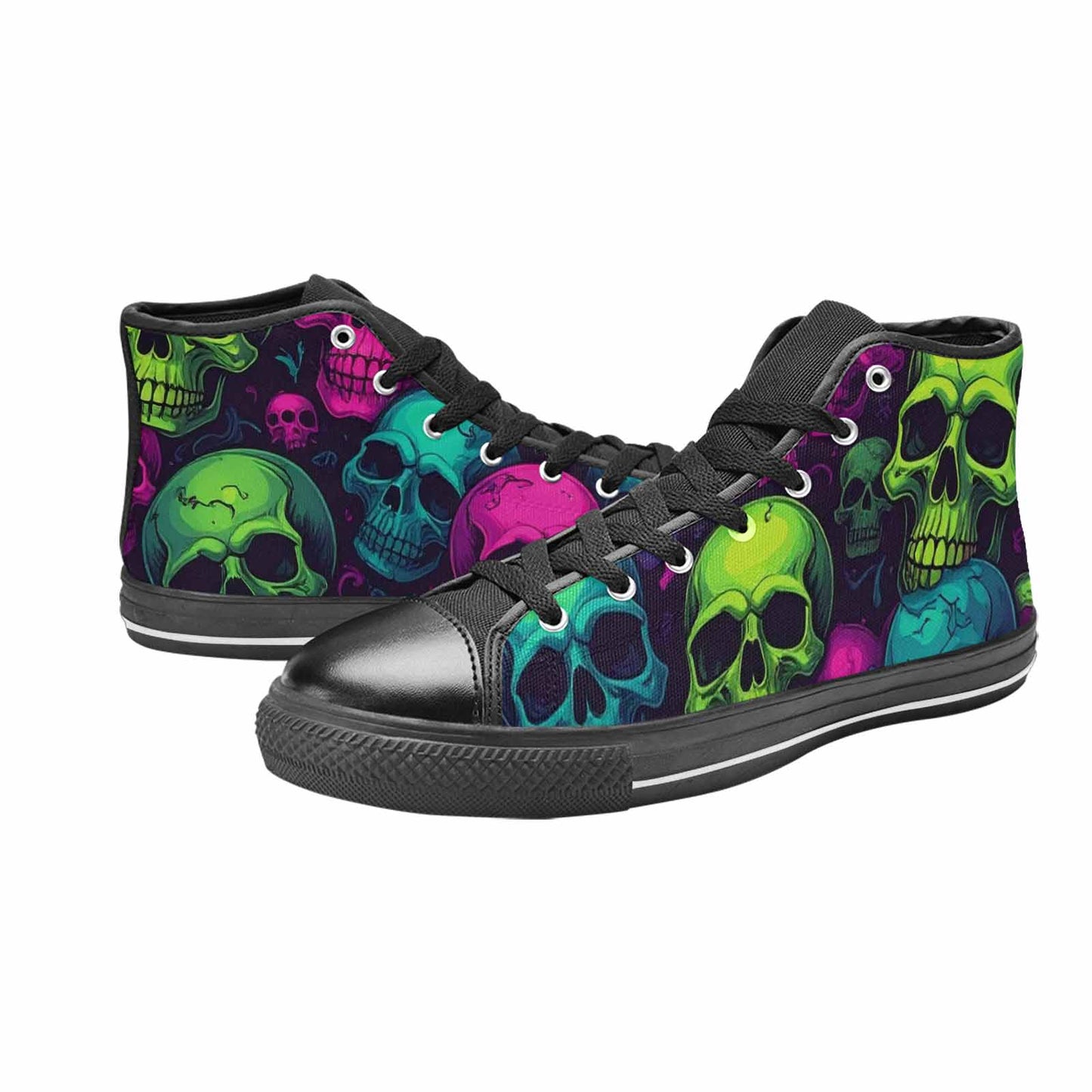 WOMEN'S Skulls - Neon High Top Canvas Dark Academia Sneakers