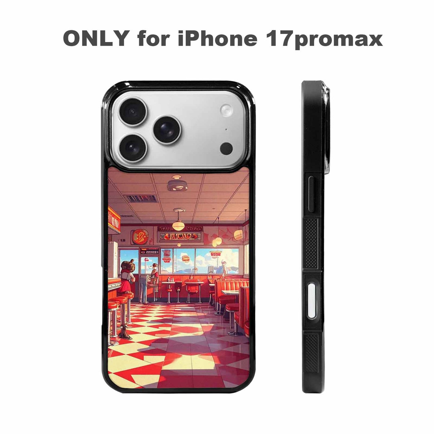 iPhone 17 Pro Max Case — Diner Cartoon Art Pattern Retro Vintage, Custom Made Phone Cover