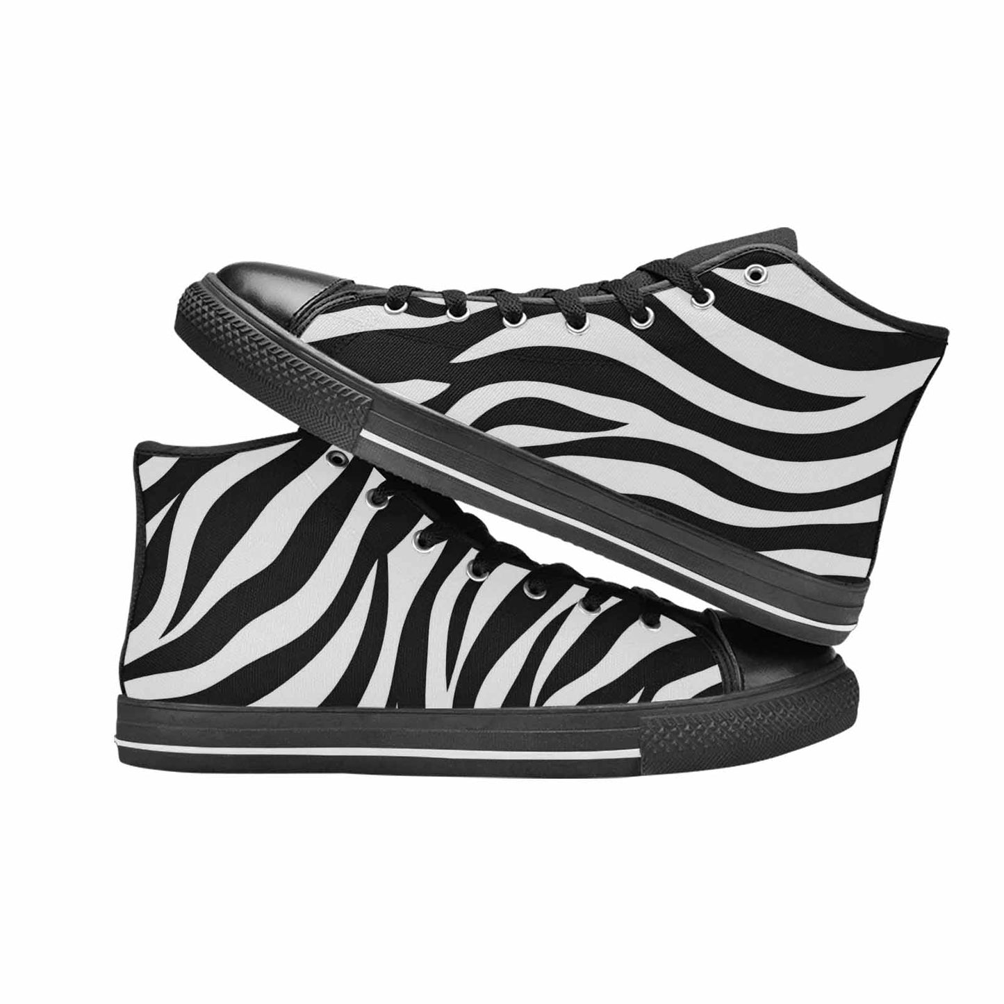 MEN'S Zebra Print Black White High Top Canvas Aesthetic Sneakers