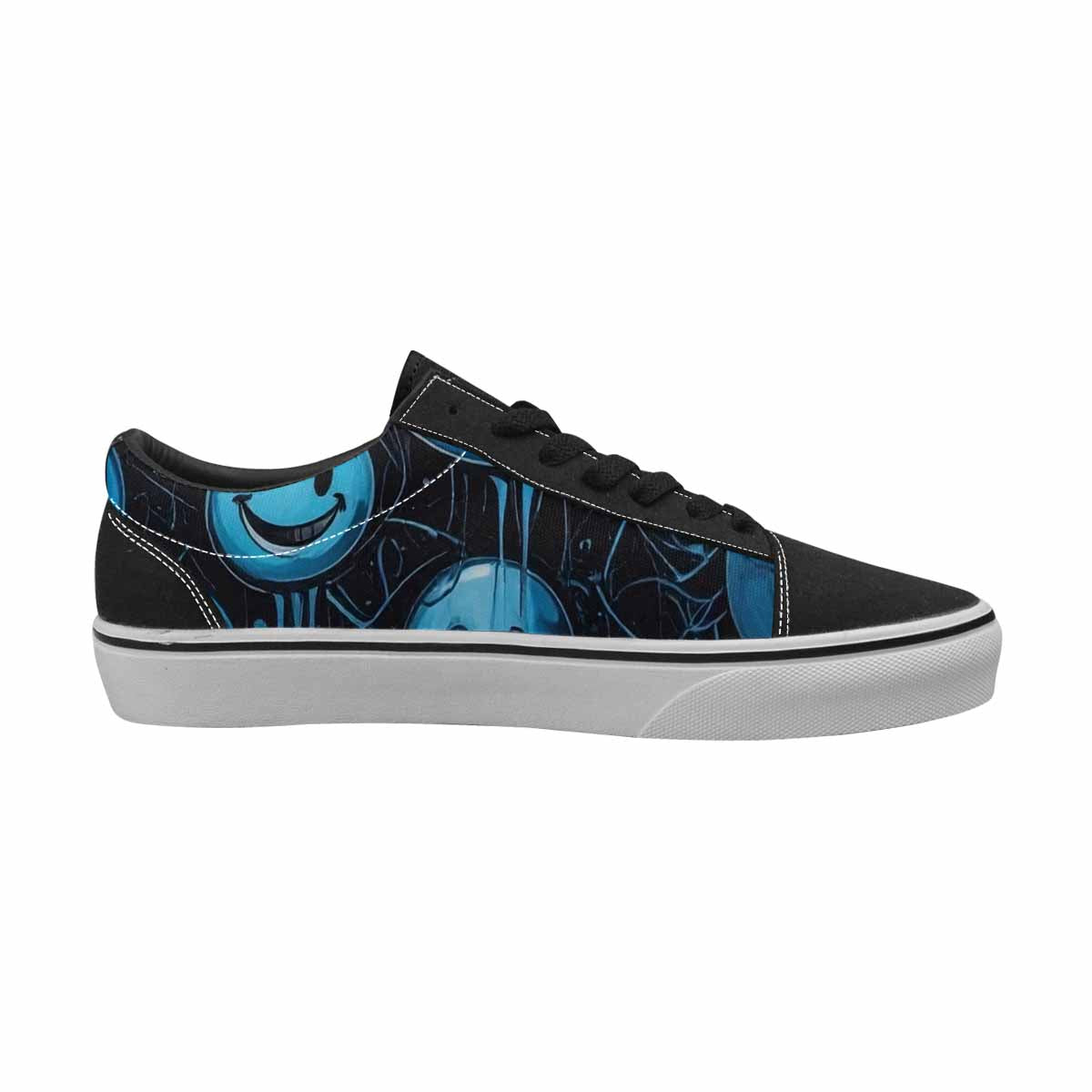 WOMEN'S Melting Moon Smiley Lace-Up Canvas Wallpaper Art Custom Sneakers