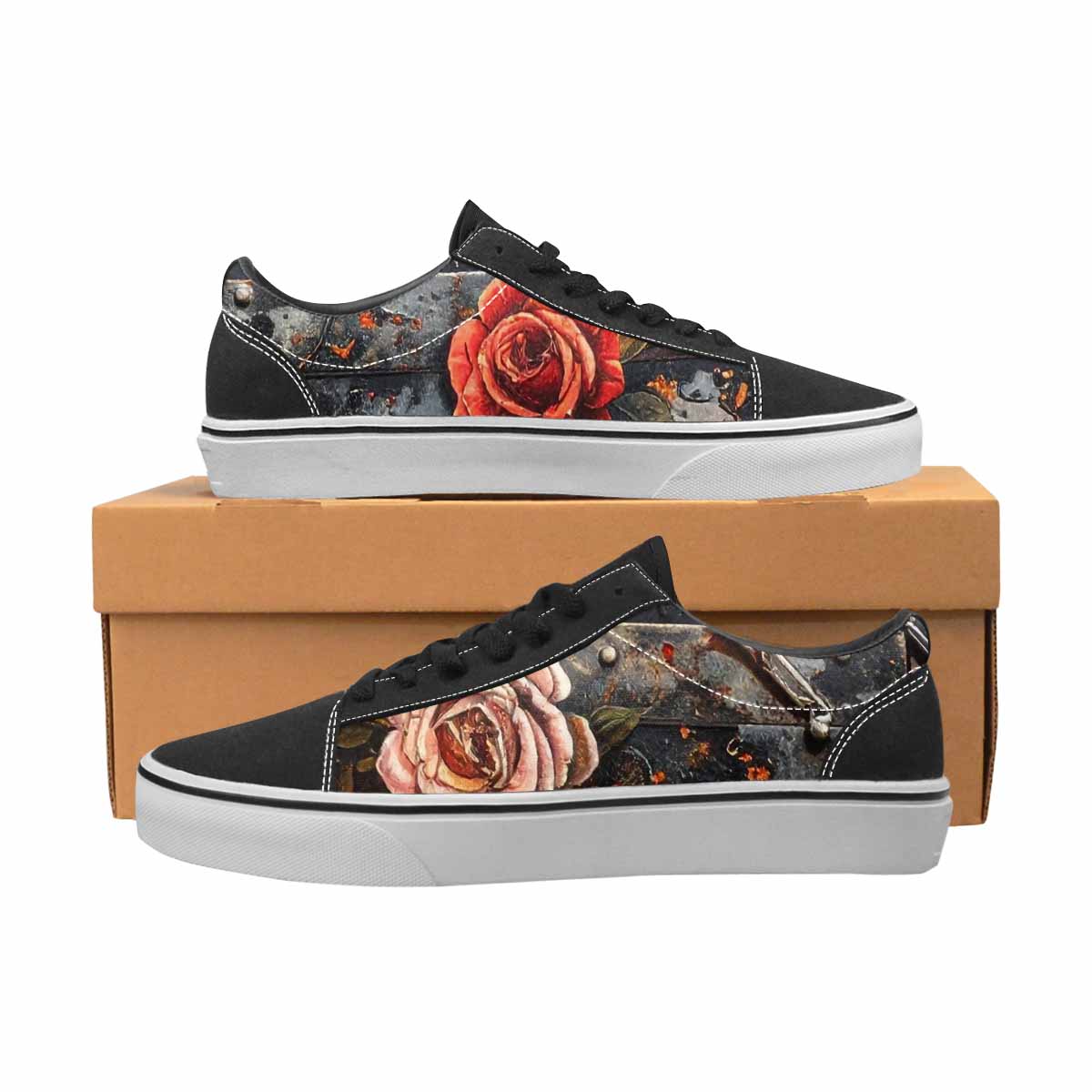 WOMEN'S Barbed Wire Chain Canvas Lace-Up Neon Fantasy Custom Sneakers