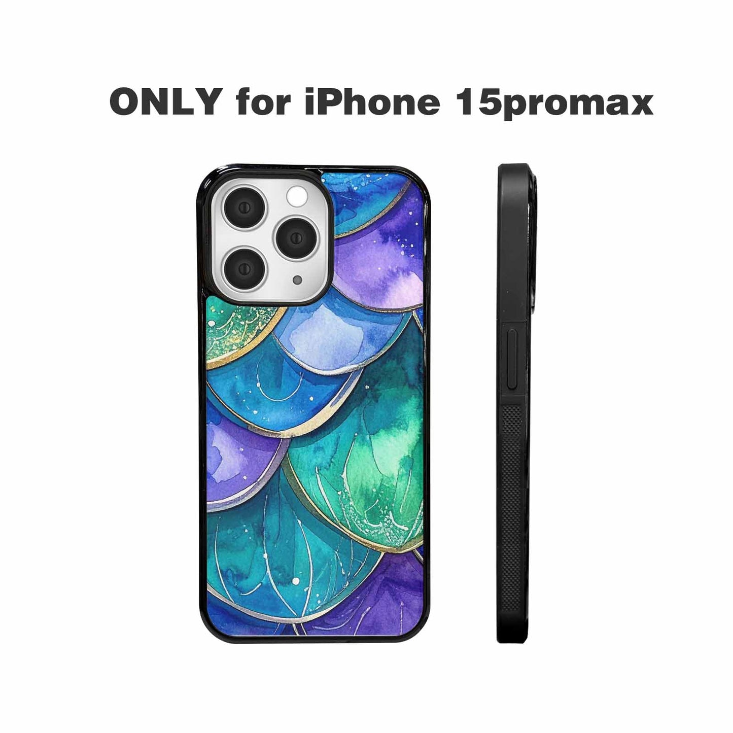 iPhone 15 Pro Max Case — Mermaid Scale Art Pattern, Custom Printed Phone Case
