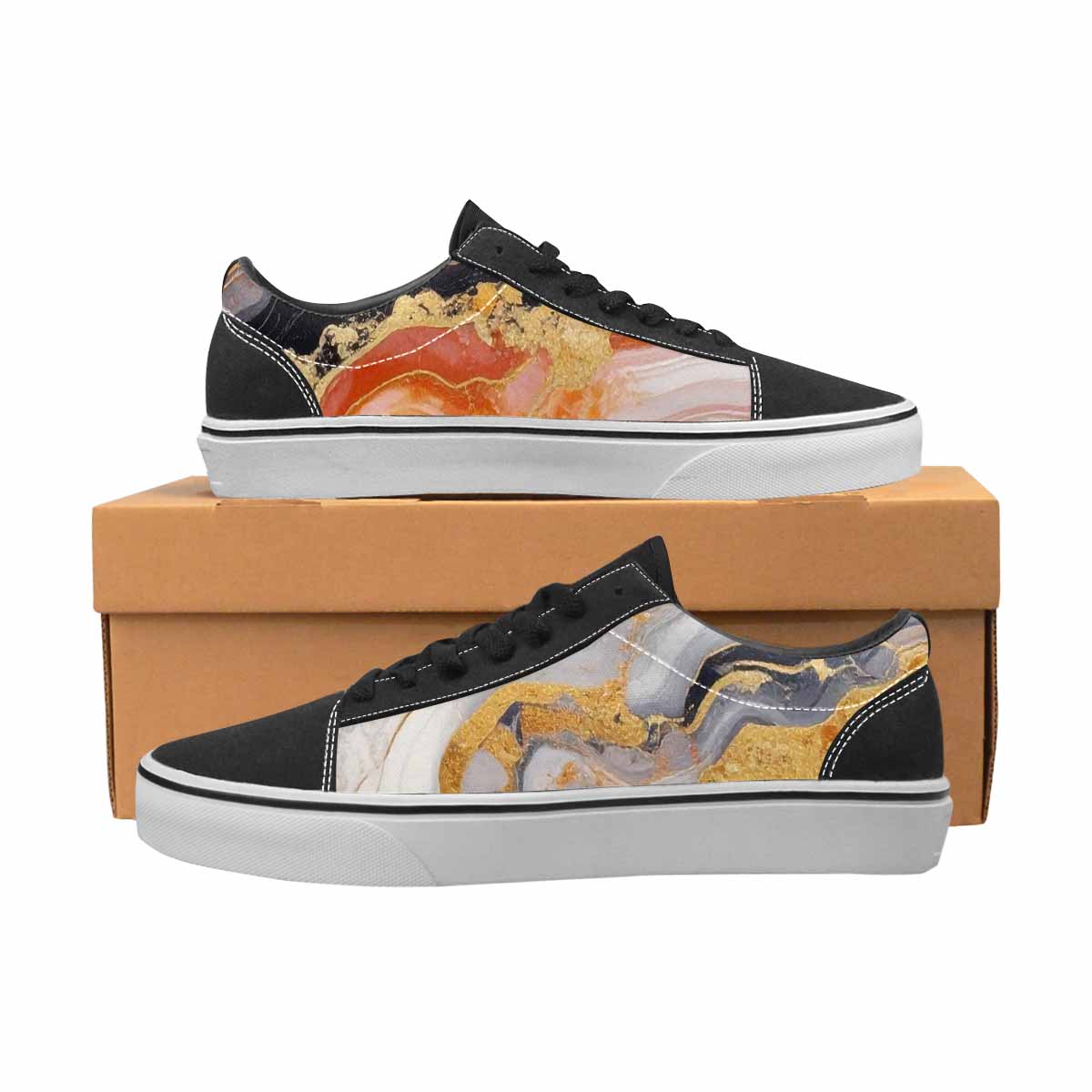 WOMEN'S Marble Vein Lace-Up Canvas Kaleidoscope Sneakers