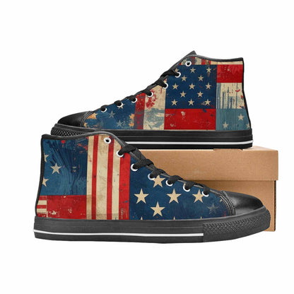 MEN'S American Flag Stars High Top Canvas Grunge Sneakers