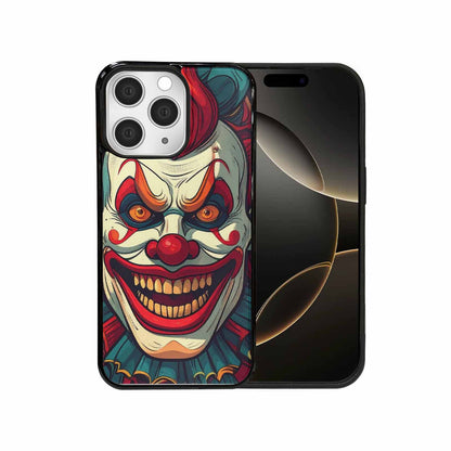iPhone 15 Pro Max Case — Evil Circus Heads Faces Overlapping Patterns, Custom Phone Case