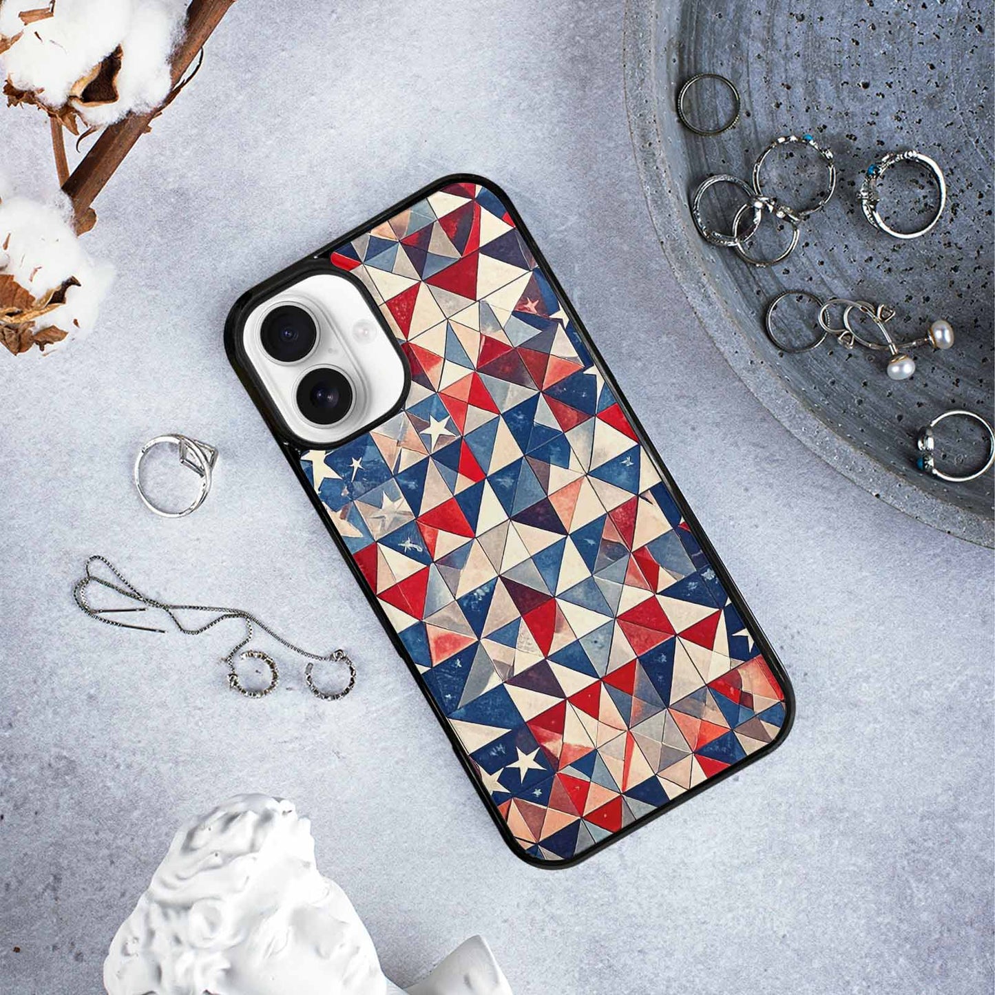 iPhone 16 Plus Case — Small American Flag Stars And Stripes, Custom Made Phone Cover