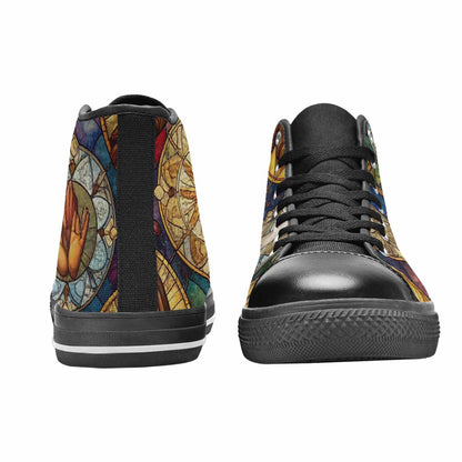 WOMEN'S Jesus Face Small High Top Canvas Dark Academia Custom Shoes