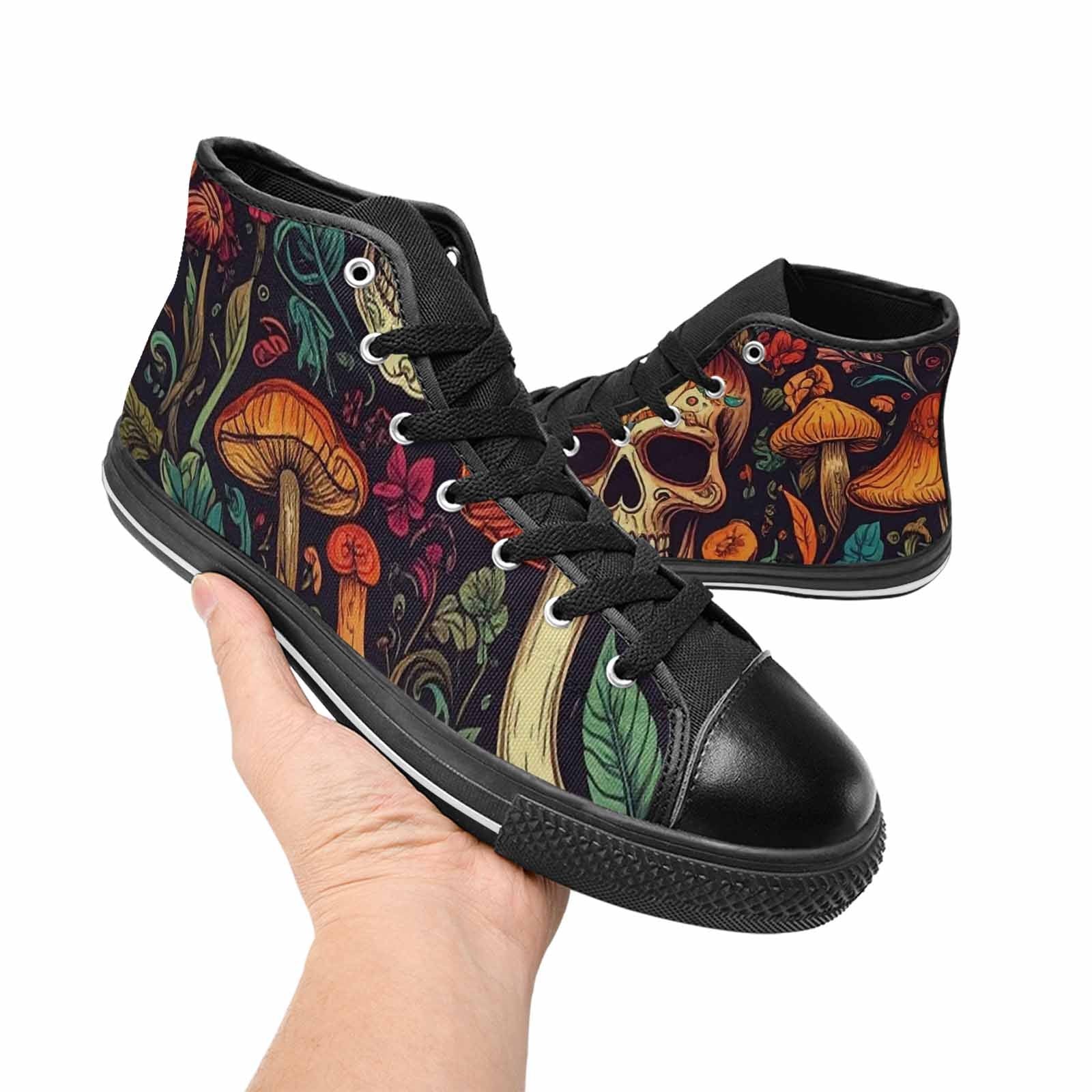 MEN'S Mushrooms And Skulls High Top Canvas Dark Academia Shoes