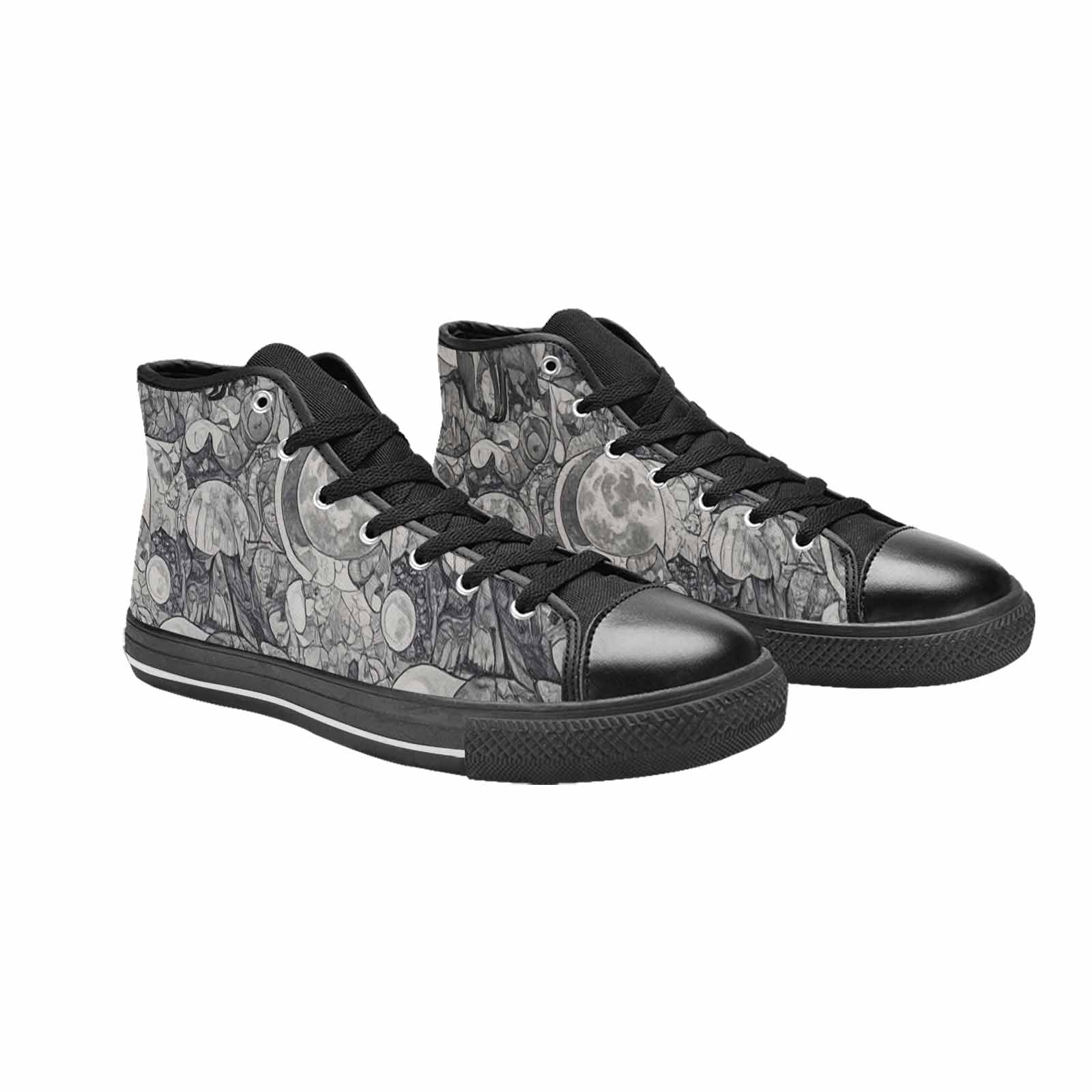 WOMEN'S Wolves Everywhere Collage High Top Canvas Neon Fantasy Shoes