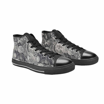 WOMEN'S Wolves Everywhere Collage High Top Canvas Neon Fantasy Shoes