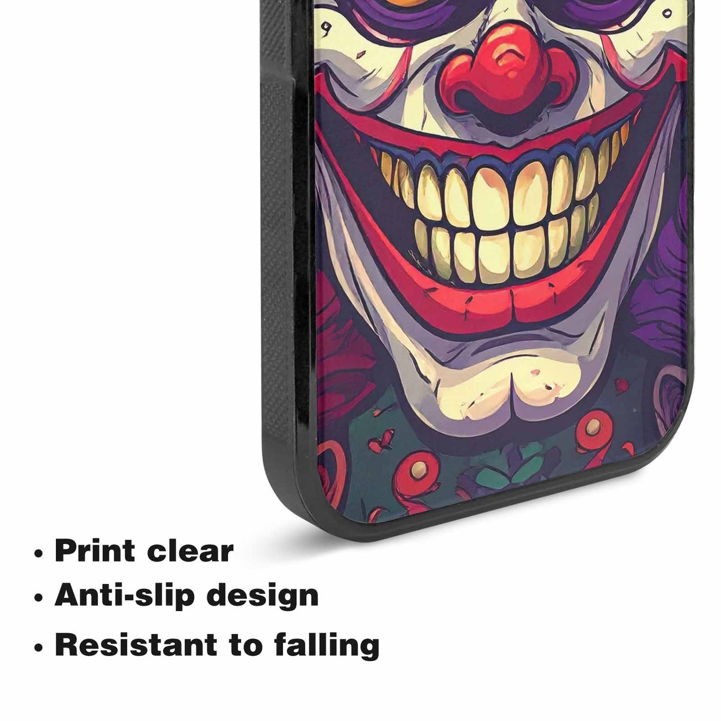 iPhone 15 Plus Case — Evil Circus Heads Faces Overlapping Patterns, Custom Printed Phone Case
