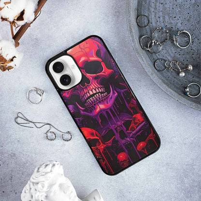 iPhone 16 Plus Case — Red Purple Skeletons Neon Drip Melting, Custom Printed Phone Case