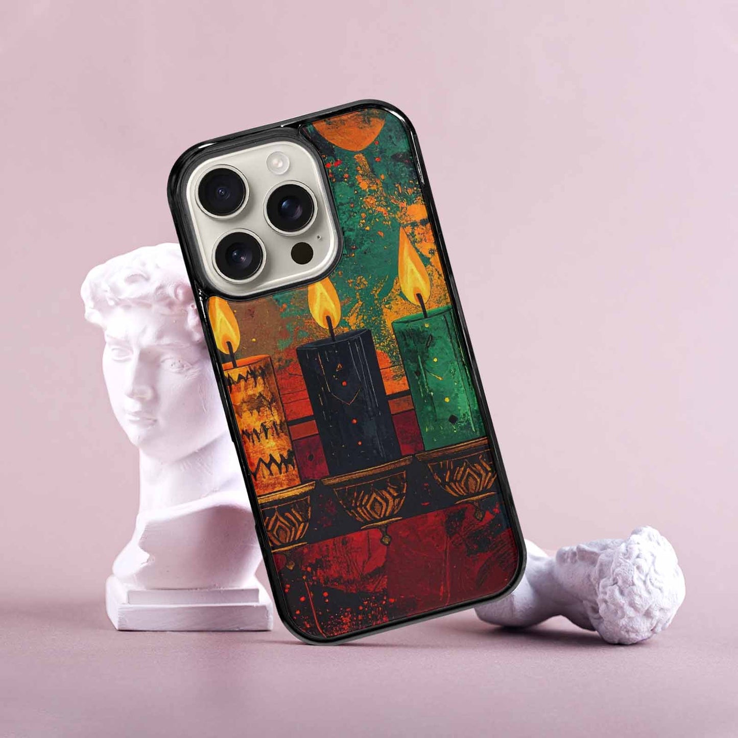 iPhone 16 Pro Case — Kwanzaa Kinara Pattern Seamless Repeat African, Custom Art Phone Cover