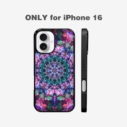 iPhone 16 Case — Crystal Mandala Art Seamless Pattern Vibrant, Custom Designed Case Cover