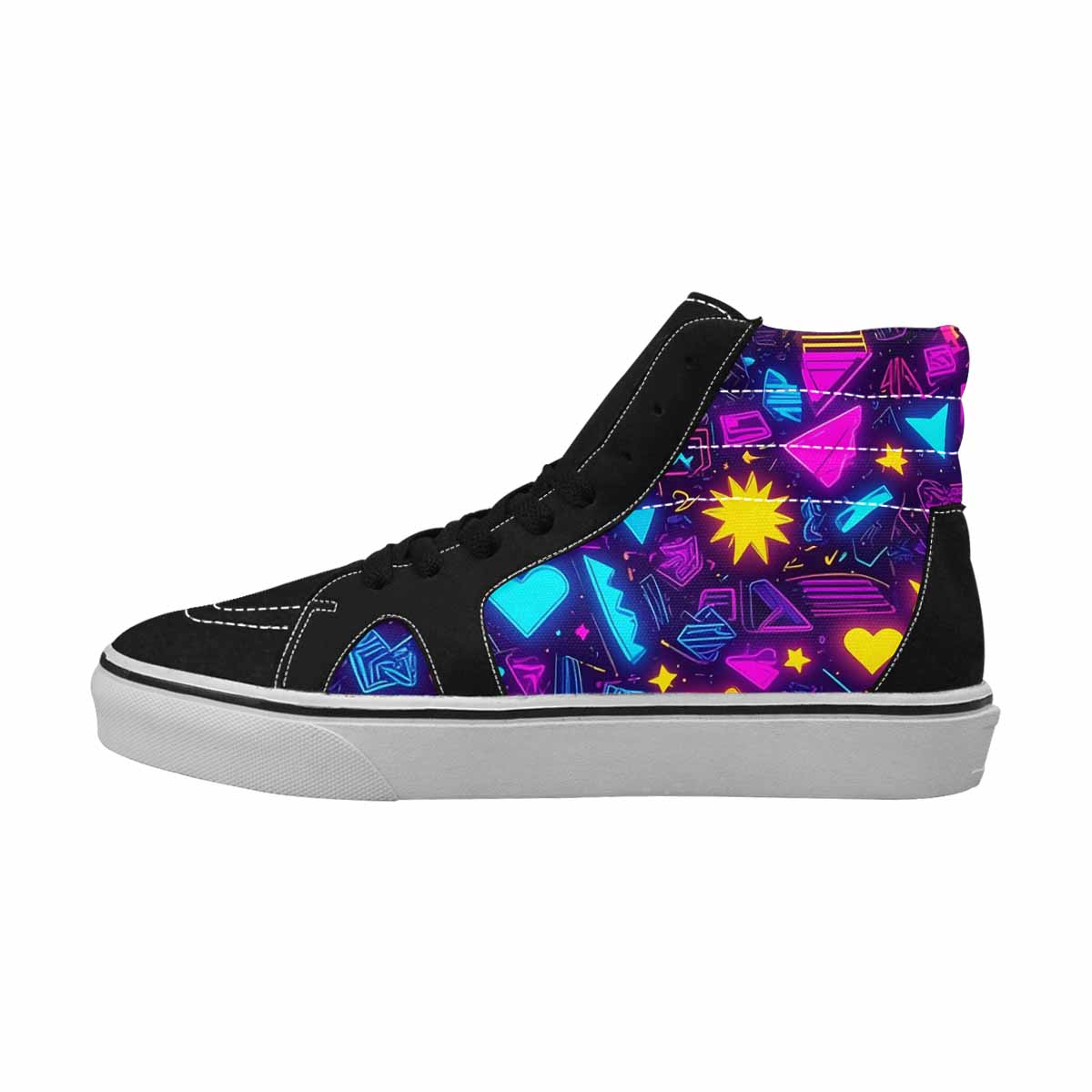MEN'S 80s Retro Motif 80s High Top Canvas Grunge Custom Shoes