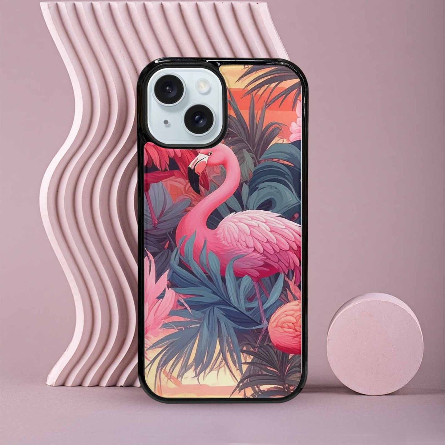 iPhone 15 Case — Flamingo Tropical Flamingo Tropical Pattern Hundreds, Custom Printed Phone Case