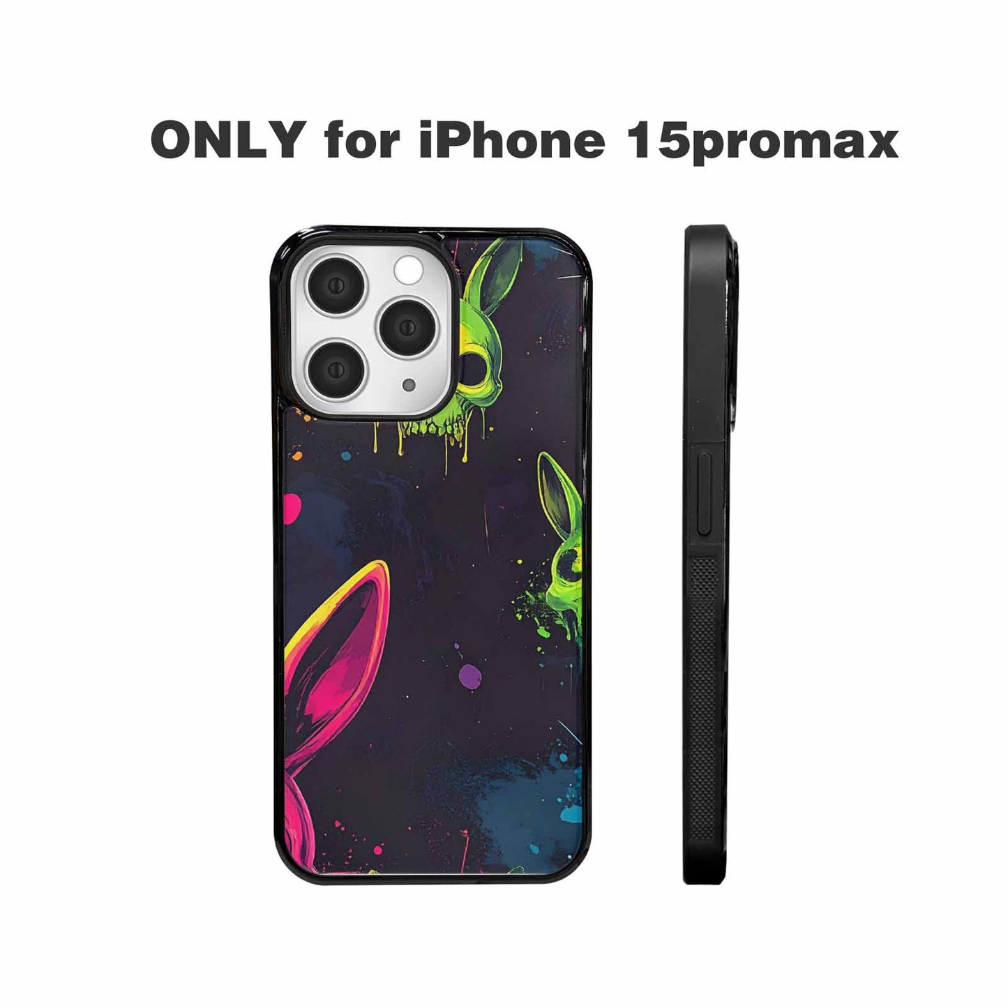 iPhone 15 Pro Max Case — Radioactive Ghost Bunny Skull Small Radioactive, Custom Art Phone Cover