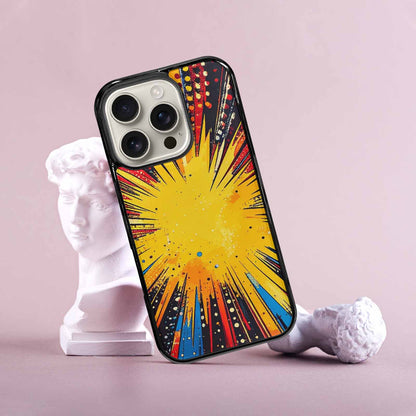 iPhone 16 Pro Case — Comic Halftone Comic Bursts Pattern Hundreds, Custom Print Case Cover