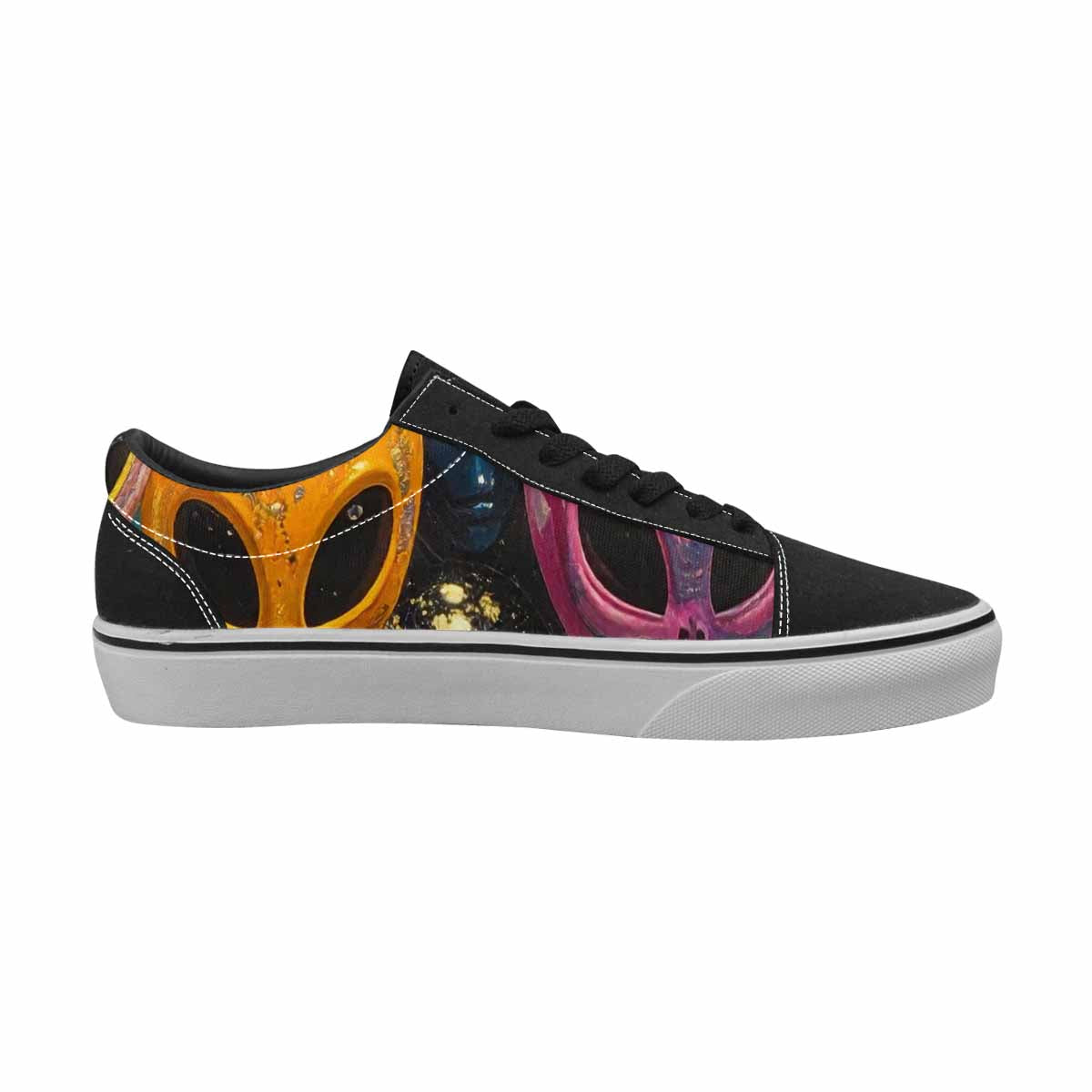 WOMEN'S Aliens  Marble Aliens Lace-Up Canvas Cottagecore Custom Sneakers