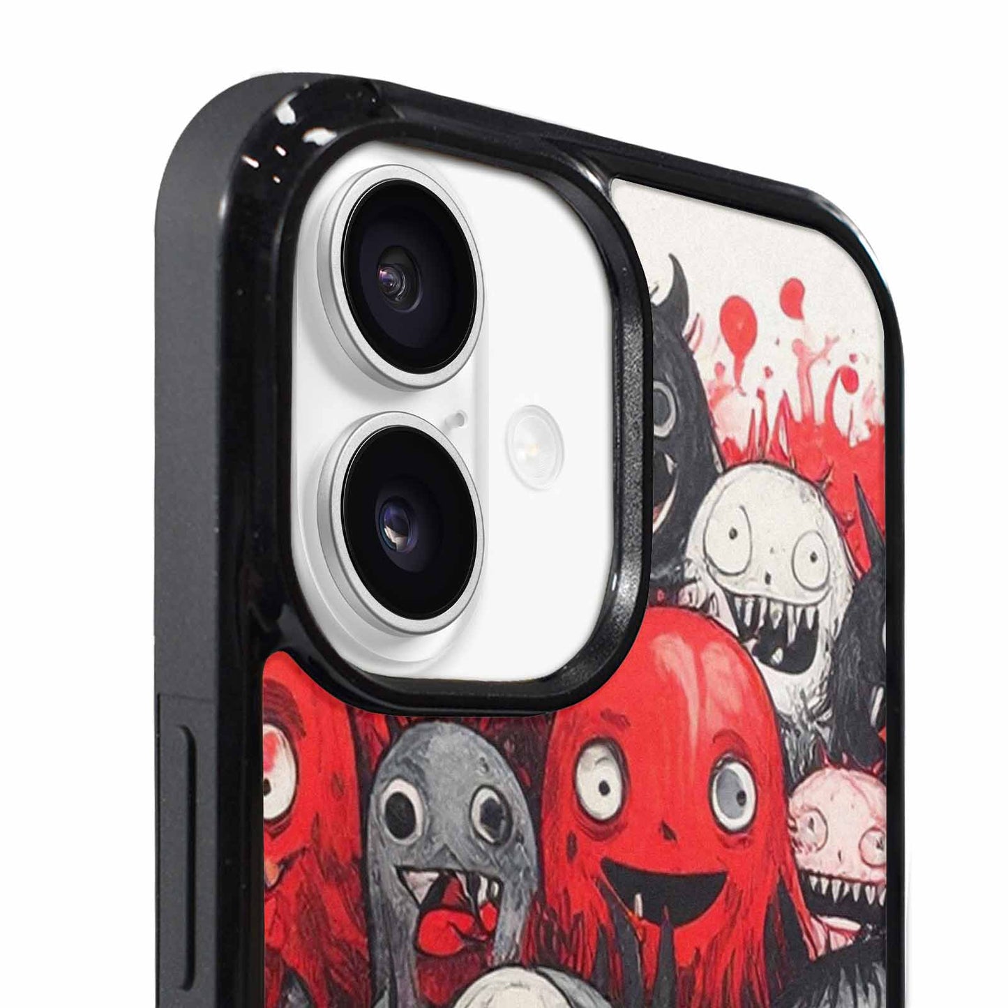 iPhone 17 Case — Black &amp; Red Ink Cartoon Cute, Personalized Phone Case