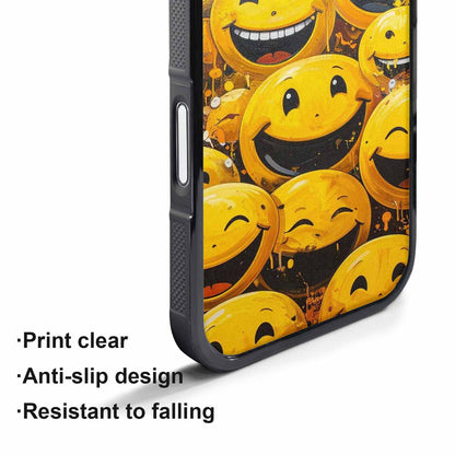 iPhone 17 Pro Max Case — Melting Moon Smiley Yellow Original Art, Custom Printed Phone Case