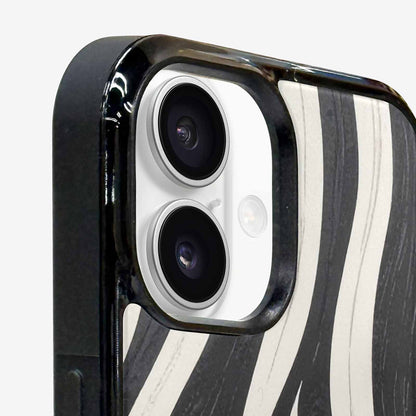 iPhone 16 Plus Case — Modern Zebra Stripe Print Crisp Black, Custom Designed Case Cover