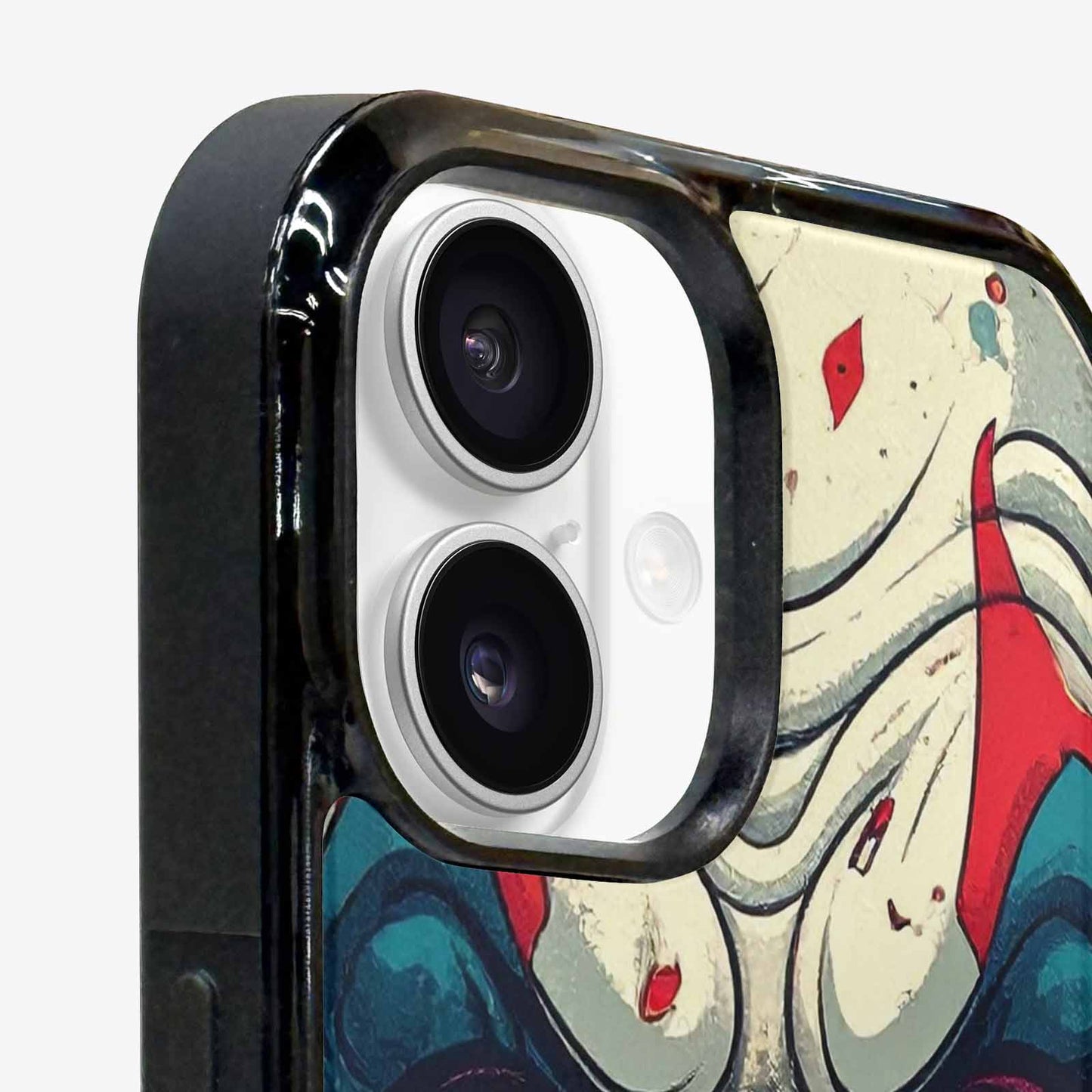 iPhone 16 Plus Case — Evil Circus Heads Faces Overlapping Patterns, Custom Print Case Cover