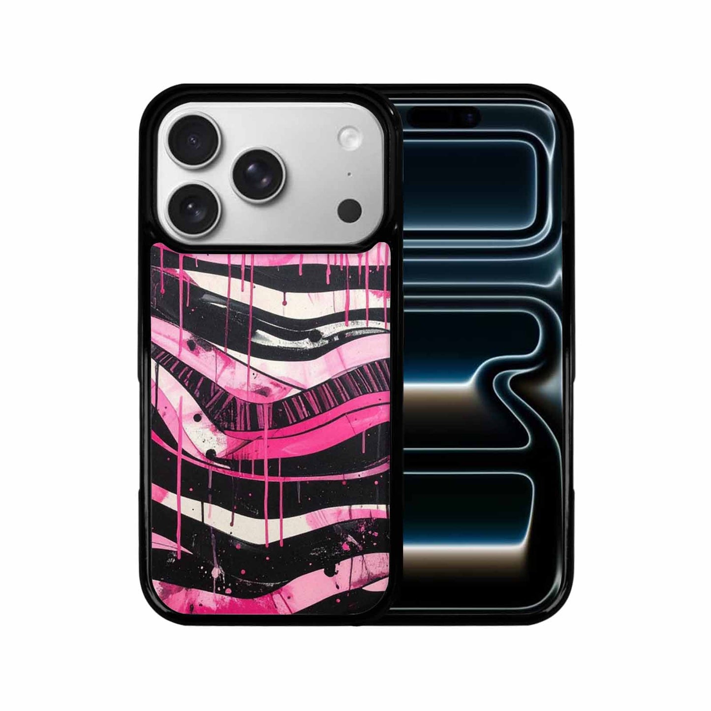 iPhone 17 Pro Case — Black Pink Ink Zebra Stripe Animal, Custom Made Phone Cover
