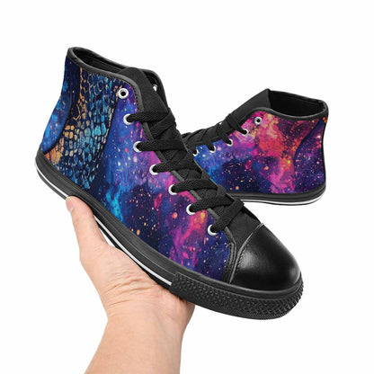 MEN'S Galaxy Snake Print High Top Canvas Vibrant Chaos Shoes