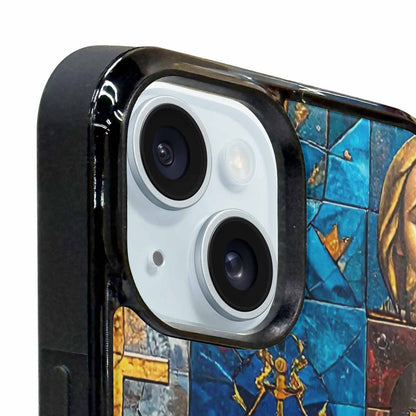 iPhone 15 Case — Jesus Face Small Cross And Faith, Custom Phone Case