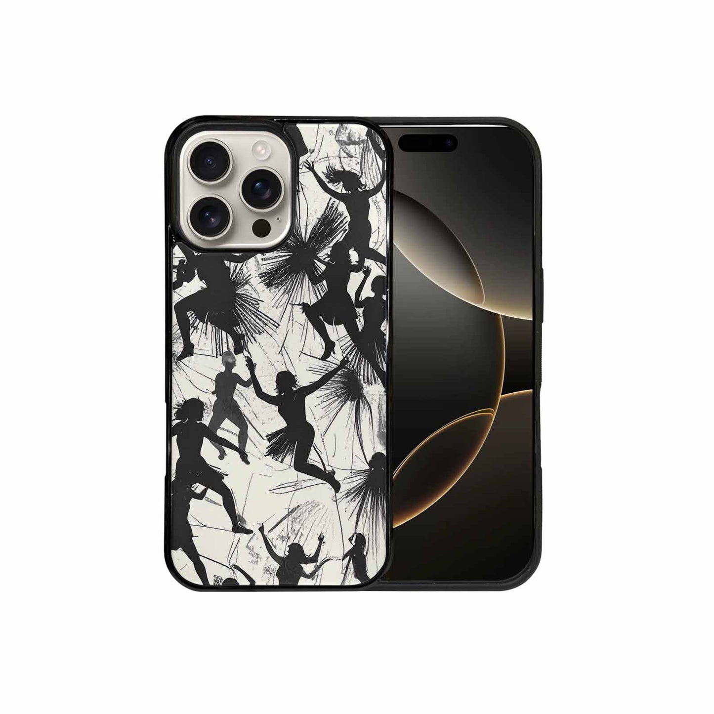 iPhone 16 Pro Max Case — Bold Dancing Figure Line Art Pattern, Custom Phone Case