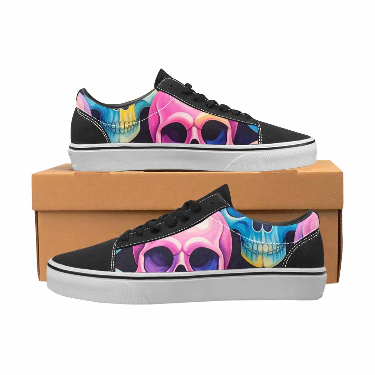 MEN'S Dripping Candy Skulls Canvas Lace-Up Vivid Custom Sneakers