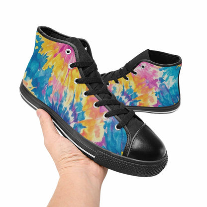 MEN'S Tie Dye Swirl High Top Canvas Cottagecore Custom Shoes