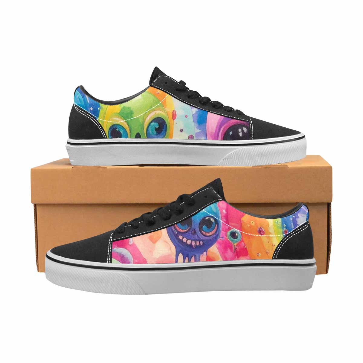 WOMEN'S Aliens  Tie Dye Lace-Up Canvas Neon Fantasy Custom Shoes